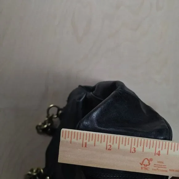 Coach Poppy Camellia Pushlock Leather Tote Glossy Black Leather #1 - Picture 13 of 14